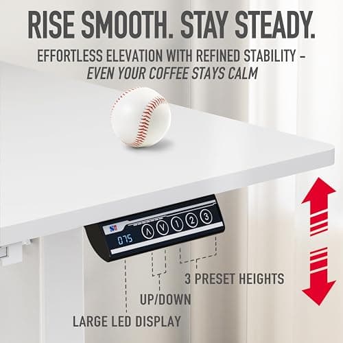 SHW 48-Inch Electric Height Adjustable Standing Desk with Drawer, Memory Preset and Cable Management Tray, White 7