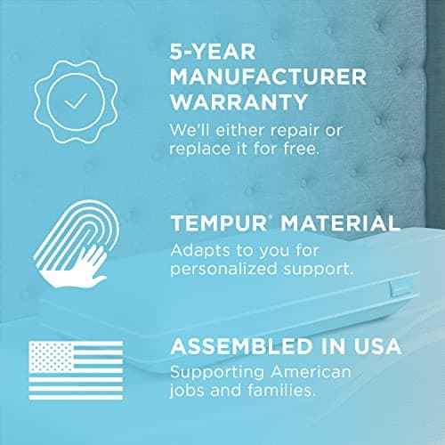 TEMPUR-ProForm + Cooling ProHi Pillow, Memory Foam, Queen, 5-Year Limited Warranty,Blue 7