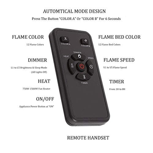 R.W.FLAME 36 inch Recessed and Wall Mounted Electric Fireplace, Ultra Thin ad Low Noise, Fit for 2 x 4 and 2 x 6 Stud, Remote Control with Timer,Touch Screen,Adjustable Flame Color and Speed 9