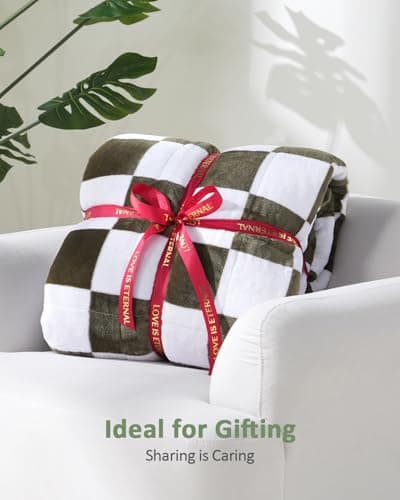 Stiio Sherpa Fleece Weighted Blanket for Adults 15 lbs Queen Size, Checkered Pattern Soft Fuzzy Warm Weighted Blankets for Calm and Sleep, Decorative Heavy Blanket, 60”x 80" Plaid Green 6