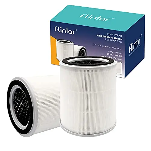 Flintar TPAP001 H13 Replacement Filter, Compatible with TOPPIN TPAP001 Air Purifier Comfy Air C2, 3-in-1 H13 Grade Filter Set, Part # TPFF001, 2-Pack
