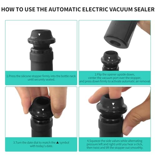 CIRCLE JOY Rechargeable Wine Opener Electric Wine Bottle Opener 7-in-1 Wine Gift Set with Electric Vacuum Pump, Charging Station, Foil Cutter, Wine Aerator Pourer and 2 Wine Stoppers 6