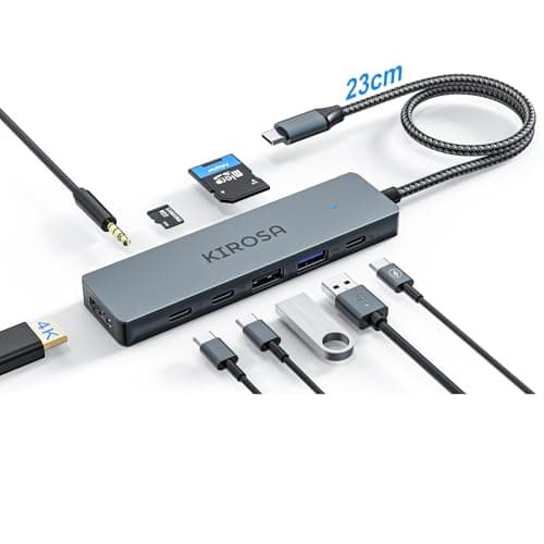 9IN1 USB C Hub Multiport Adapter for MacBook Pro Air: KIROSA USB C to 4K HDMI Hub Dongle with 100W PD USB3.0 - Portable USBC Hub Compatible with Laptops and Other Type C Devices
