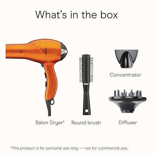 Infiniti PRO CONAIR Hair Dryer with Diffuser, Professional AC Motor, Tourmaline Ceramic Technology Blow Dryer, Includes Concentrator and Blowout Brush, Amazon Exclusive, Orange 8