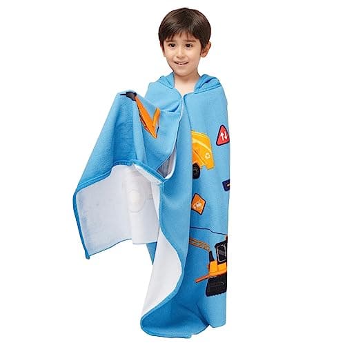 Gealaek Hooded Towel for Toddlers 5-12 Years Boys Girls Kids Bath Pool Beach Towel Wrap Extra Large Soft Absorbent Beach Poncho(Construction site XL) 7