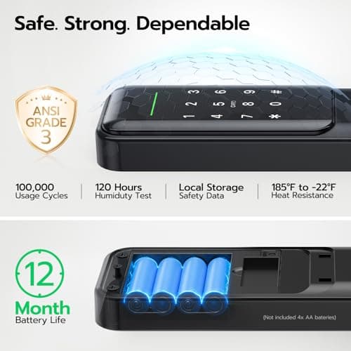 Fingerprint Smart Door Lock with Handle: Keyless Entry Keypad Lock for Front Door, Nyboer Electronic Digital Lock, Lockset Replacement for Exterior Doors 5