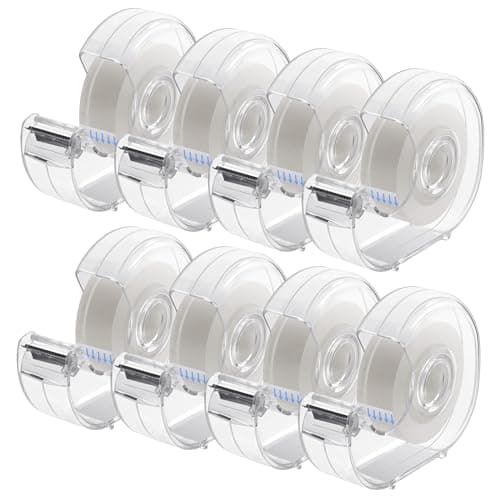 ALSISK Transparent Tape with Dispenser and Refills,Clear Tape for Home,School and Office Supplies,0.7x1000 Inch, 8 Pack