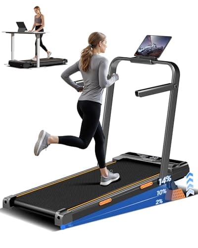 3-in-1 Portable Under Desk Treadmill, 17% Incline Walking Pad Treadmills for Home and Office, Folding Treadmill with 2.5 HP Quiet Brushless, 300 LBS Capacity
