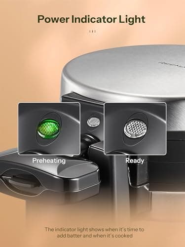 Classic Waffle Iron, Double Belgian Waffle Maker 180°Flip, 1400W Waffle Iron 8 Slices, Rotating & Nonstick Plates with Removable Drip Tray, Cool Touch Handles, Stainless Steel (8 Slices) 6