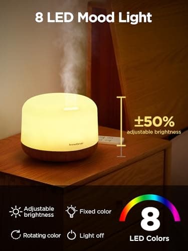InnoGear 500ml Essential Oil Diffuser with Remote Control, Premium Ultrasonic Aromatherapy Diffusers Scent Humidifier Vaporizer Auto-Off Timer for Large Room Home, Yellow 6