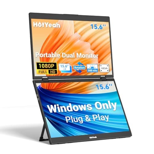 HotYeah Triple Laptop Screen Extender, 15.6" 1080P FHD IPS Folding Stacked Portable Dual Monitor, USB C Travel Extended Computer Display w/VESA, 180°Rotation, Plug & Play for Laptops (Windows Only)