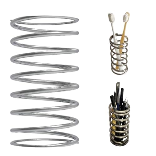 Toothbrush Holders Spring Shape Stainless Steel Pen Holder Bathroom Tabletop Makeup Brush Organizer Toothbrush Stand