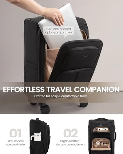 LOVEVOOK Carry On Luggage 22x14x9 Airline Approved, 22 Inch Softside Suitcases with Spinner Wheels, Lightweight Carry-on Suitcase with TSA Lock for Women Men, Large Luggage for Travel Business Trip 5