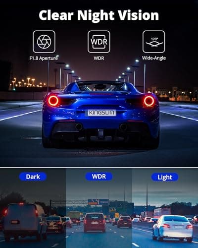 Kingslim Dash Cam Front and Rear 2K+1080P, Mini WiFi Dash Camera for Cars Dual Dashcam Parking Monitor, Loop Recording, Car Camera Support Max 256GB (E2PRO) 6
