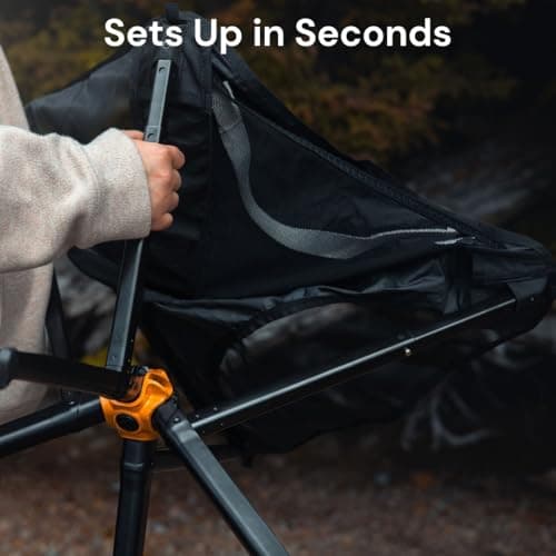CLIQ Portable Chair Version ClassiQ 1.0 - Collapses to Size of Water Bottle - Lightweight Folding Chair for Camping - Outdoor Chair Supports 350 Lbs - Camp Chair Outdoor Adventures - Black 5