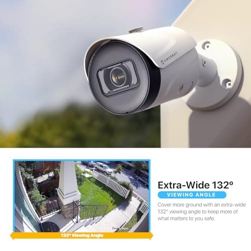 Amcrest 5MP Outdoor POE Camera 2592 x 1944p Bullet IP Security Camera, IP67, 132° Viewing Angle, Human & Vehicle Detection, Tripwire & Intrusion, 5-Megapixel, IP5M-B1186EW-AI-V3 (White) 5