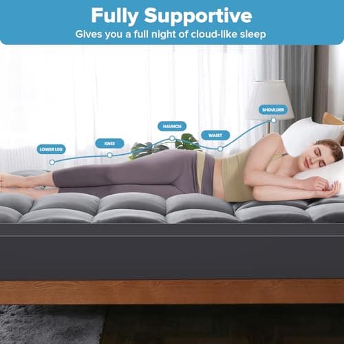 VALUXE Queen Mattress Topper Cooling Pillow Top Fitted Mattress Pad Cover Extra Thick Bed Topper Down Alternative Soft Mattress Protector for Back Pain Relief with 8-21 Inch Deep Pocket Grey 5
