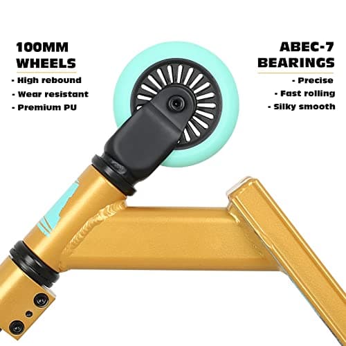 Pro Scooter - Trick Scooters | Entry Level Stunt Scooter for Kids Ages 6-12 Years and Up, Lightweight Complete BMX Freestyle Scooter for Beginners (2022 Black Gold) 5
