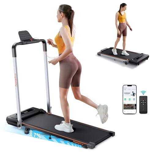 Walking Pad Treadmill with 7% Incline, 2.5HP Portable Under Desk Walking Pad with 0.6-7.5MPH, Handle, Remote and App Control, 265lbs Maximum Capacity for Home, Office