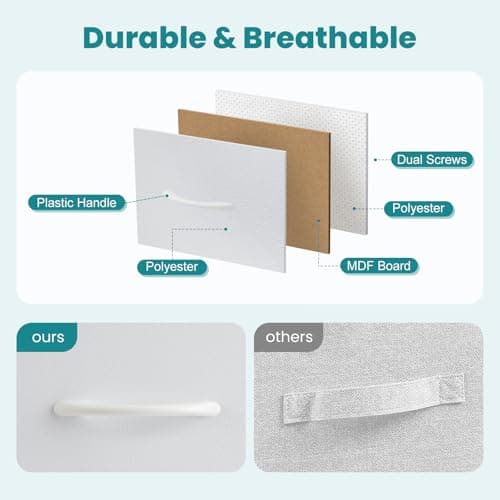 OLIXIS Dresser for Bedroom with 5 Drawers, Wide Chest of Drawers, Fabric Bedroom Dresser with Drawer Organizer, Storage Organizer Unit with Fabric Bins for Closet, Living Room, Hallway, Pure White 5