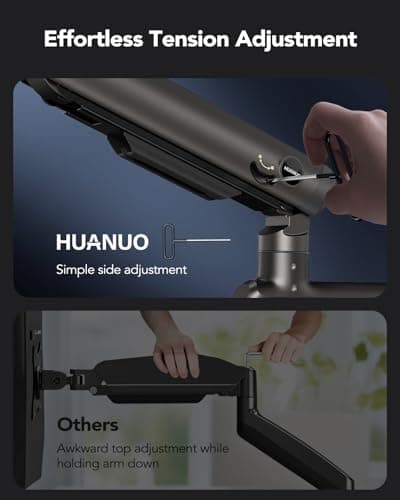 HUANUO RGB Heavy Duty Monitor Arm for Ultrawide Screens up to 57", Holds 44 lbs, Tall Ultrawide Monitor Stand with 29.1" Max Height, Fully Adjustable Single Computer Desk Mount, Max VESA 100x100mm 7