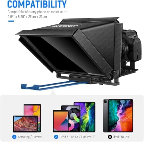 NEEWER X12 14 inch Aluminum Alloy Teleprompter for iPad Tablet Smartphone DSLR Cameras with Remote Control, Carry Case, APP Compatible with iOS/Android for Online Teaching/Vlogger/Live Streaming 9