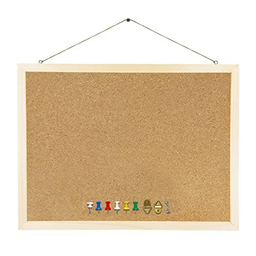 GDMINLO Cork Board Bulletin Board, 15.7"X 11.81" pin Boards for Walls, Oak Wood Finish Frame, Wall Mounted Cork Board for Office Home and School(Pins, Eye Bolts, gaskets, Screws)