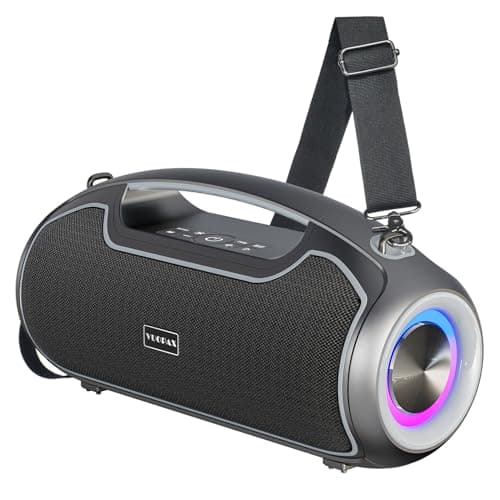 VUOPAX Portable Bluetooth Speakers Wireless Upgrade, 200W Peak Loud Sound/Deep Bass for Party, IP65 Waterproof Outdoor Speaker w/ 2*Subwoofer/Tweeter/DSP/Bass Boost/TWS/TF/USB/AUX, 24H Playtime