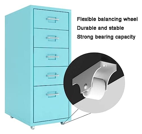 TUBBEK File Cabinet Slim with Lock, 5 Drawer Metal Mobile Filing Cabinet for Legal/Letter/A4 Size, Office Storage Cabinet File Organizer File Folders (Color : Dolphin Waves) 6