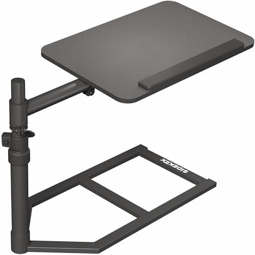 Height Adjustable Under Mattress 20 inch Bedside Desk, Works with Lofts and Beds Without Frames, Tilting Desktop, Fits Laptops, Books, and More, Black