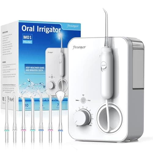 Froomer Water FLosser 600ML Water Dental Flosser for Teeth,10 Adjustable Pressure Level, 7 Water Jet Tips for Family,3 Modes Water Flosser for Braces