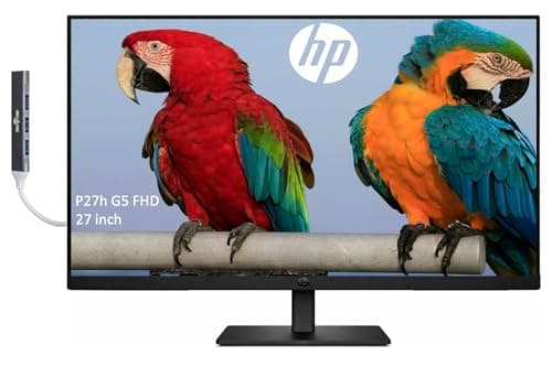 HP 27" FHD IPS (1920x1080) Monitor, 75 Hz Display, 1 HDMI 1.4, 1 Display Port 1.2, 1 VGA, Anti-Glare, Flicker-Free, Ideal for Office Work, Black. Bundle with Docztorm Hub