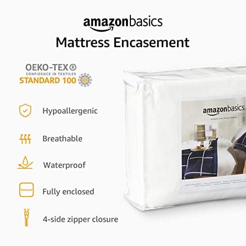 Amazon Basics Waterproof Mattress and Box Spring Protector, Zipper Enclosed Cover to Protect Against Liquid Spills, 12â€œ to 18" Depth, Queen, White 6