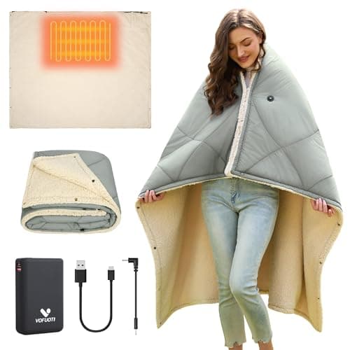 VOFUOTI MAX Heated Blanket Battery Operated, 20000mAh, Wearable Heating Throw Blanket Shawl, Heating Pad for Shoulder and Neck, 3 Heating Levels, up to 7.5 Hours