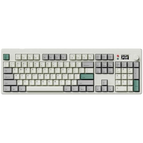 BOYI K104Pro Retro Mechanical Keyboard with Screen&Knob,Gasket Structure BT5.0/2.4G/Type-C Wired 100% Full Size RGB HotSwap Linear Lubed Switches NKRO Keyboard for Working&Gaming 8