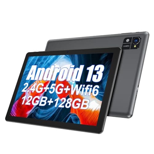 Xgody 10 inch Tablet Android 13 Tablets, 12GB RAM 128GB ROM 1TB Expand, Quad-Core Processor, 1280x800 IPS HD Touch Screen, WiFi, Dual Camera, Bluetooth, 7000mAh Battery (Grey)