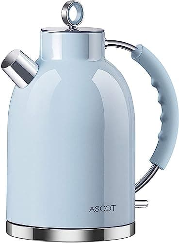 ASCOT Electric Kettle, Stainless Steel Kettle Water Boiler, Fast Boiling Kettle, 1.5L, 1500W, BPA-Free, Cordless, Automatic Shutoff, Boil-Dry Protection(Blue)
