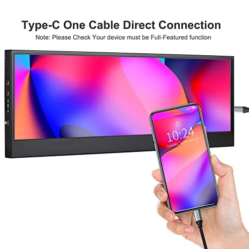 wisecoco 14'' 4K UHD IPS 3840x1100 Stretched Bar Touch Screen Display Monitor for Laptop Computer PC Speed Temperature Windows Aida64 CPU GPU HDMI Secondary Monitor for Music Media Timeline Editing 9