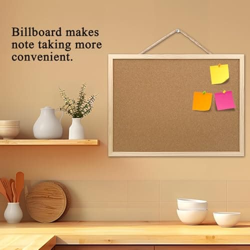 2 Pack Cork Board Bulletin Board, 15.7"X 11.81" inches with Oak Wood Finish Frame, for Wall Office Home and School (Pins, Eye Bolts, gaskets, Screws) 6
