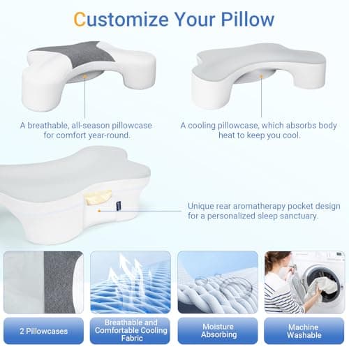 Wattne Side Sleeper Pillows with Arm Holes- Memory Foam Shoulder Pillow for Side Sleepers Neck Support & Rotator Cuff Pain Relief, 2PCS Pillowcase, Ergonomic Knee, Leg, Arm Pillow for Adults (Grey) 7