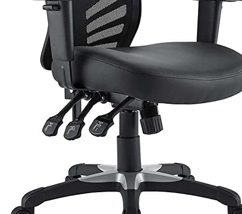 Modway Articulate Mesh Office Chair with Fully Adjustable Vegan Leather Seat In Black 5
