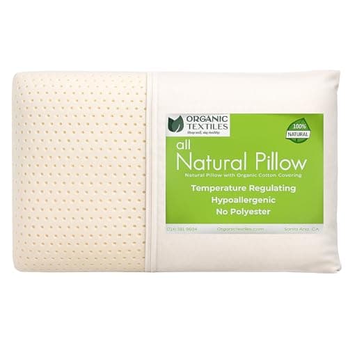 OrganicTextiles Natural Latex Pillow with Organic Cotton Cover, Standard Size, Soft, Pressure Relief, Neck Pain Relief, Bed Pillow for Side, Back and Stomach Sleeper