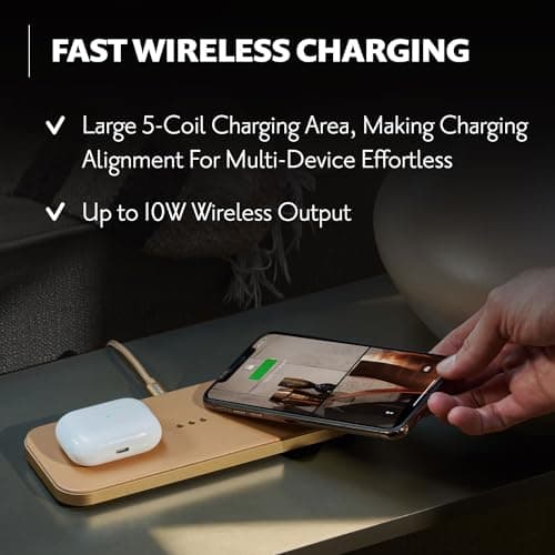 Courant Catch:2 Classics - Italian Leather Dual Wireless Charging Pad - Compatible with iPhone 11, X, SE, Galaxy S23, S22, S21, S20, Note, AirPods, AirPods Pro (Black) 5