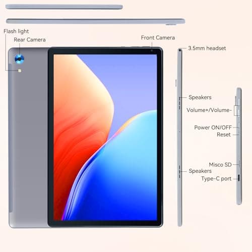 URAO Tablet,10.1" Android 15 Tablet with Octa-core Processor 24GB RAM 128GB ROM HD IPS Touchscreen 8H Battery, Wi-Fi 6, BT 5.0, Dual Camera, Android Tablets 8