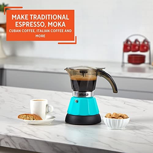 IMUSA 3 or 2cup Electric Espresso Maker, Teal 7