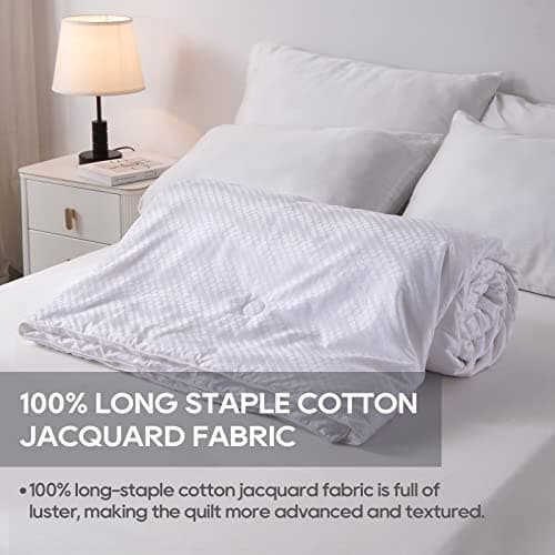 Luxury Silk Comforter/Duvet/Quilt King Size (104"x90", 7.9lbs/3.6kg), Filled with Long Strand Mulberry Silk-Warm and Lightweight for All Seasons, with 100% Long Staple Cotton Cover 400TC-White 8