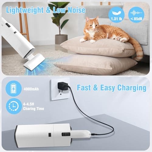 Cordless Vacuum Cleaner Handheld - 20000Pa Powerful Suction, Hand Vacuum Cordless Rechargeable for Car, Pet Hair, Stairs, Carpet, Couch - Portable Vac with HEPA Filter & 4 Attachments 5