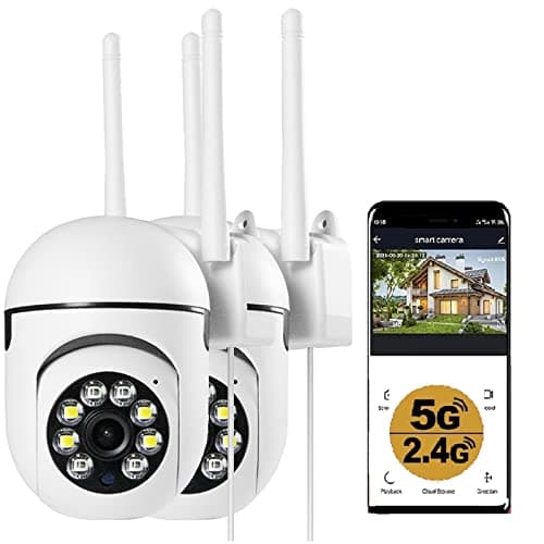 KOWVOWZ Outdoor Security Cameras, 2.4GHz & 5G WiFi Cameras for Home Security, 1080P Dome Surveillance Cameras 360° View, Waterproof Security Camera with Motion Detection, 2-Way Audio (2PCS)