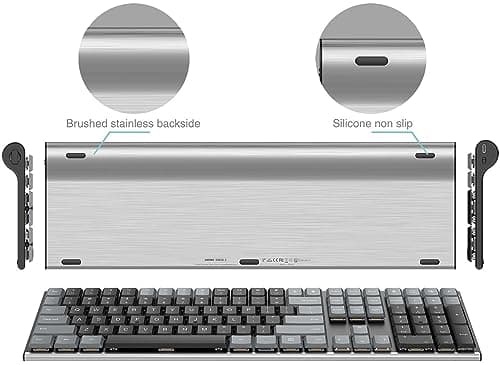 Arteck Mechanical 2.4G USB Wireless Performance Keyboard, Tacktile Quiet Brown Switches, Stainless Steel Low Profile for PC/Desktop/Laptop/TV and Windows 11/10 Built in Rechargeable Battery Gray 6