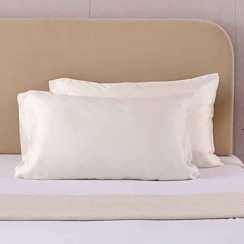 evolive Luxury 100% Tencel Material Silk Feel Cooling Breathable Standard, Full/Queen Pillowcases 20"x30" Set of 2 with Envelope Closure (White, 20”X30“ Standard)